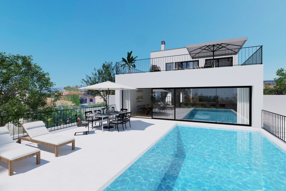 Attraktive Neubau-Villa mit Pool und Meeresweitsicht in Sa Cabaneta